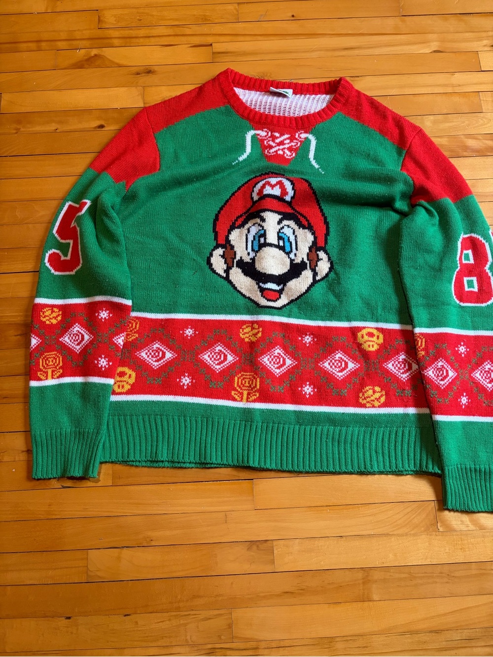 Nintendo Red & Green Mario Turtleneck Holiday Sweater